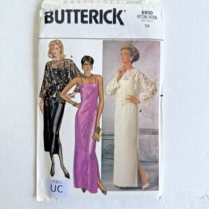 Vtg Butterick 6950 SEWING Pattern Misses Formal Dress Pullover Top PLUS SIZE 16